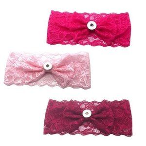 Lace Bow Girl Snap Button 18/20mm Hairband (3)